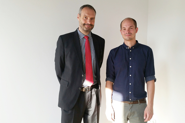 Roy J. Noack, Bauherr und Geschäftsführer des Immanuel Krankenhauses Berlin mit Architekt Gunnar Schmidt